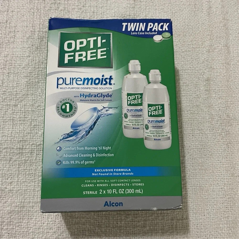Opti-Free Twin Pack Puremoist Multi-Purpose Disinfecting Solution With Lens Case
